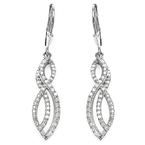 0.76 Carat Genuine White Diamond .925 Sterling Silver Earrings