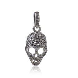 0.33 ct Pave Diamond .925 Sterling Silver Skull Pendant Jewelry