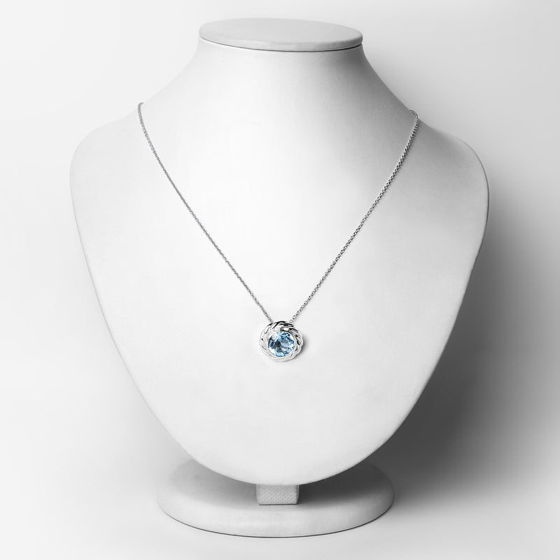 4.00 Carat Genuine Blue Topaz .925 Sterling Silver Pendant