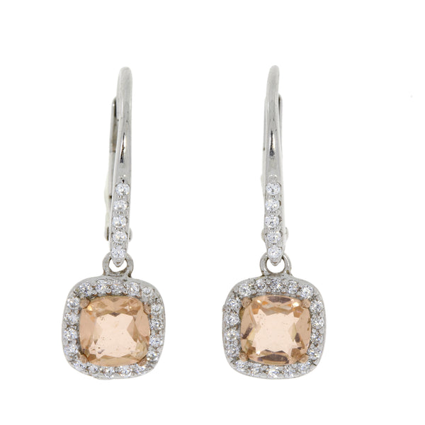 Quartz Cubic Zirconium Dangle Earrings Sterling Silver