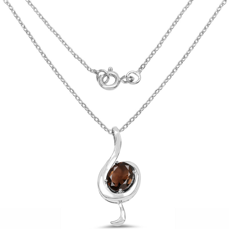 2.30 Carat Genuine Smoky Quartz .925 Sterling Silver Pendant