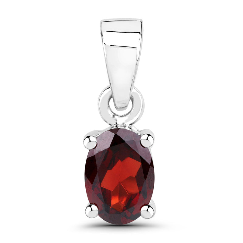 0.85 Carat Genuine Garnet .925 Sterling Silver Pendant