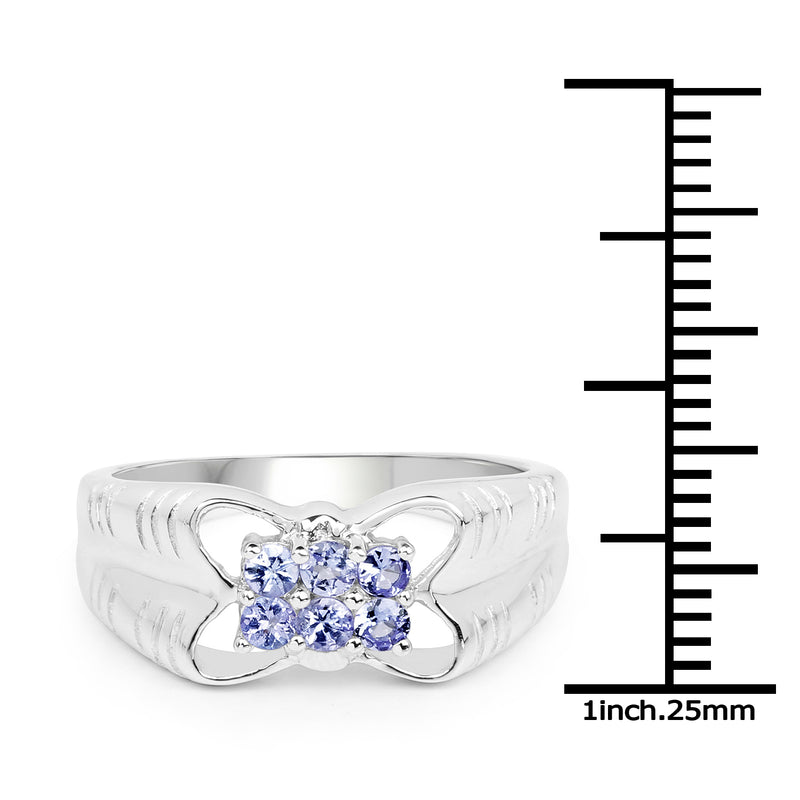 0.30 Carat Genuine Tanzanite .925 Sterling Silver Ring