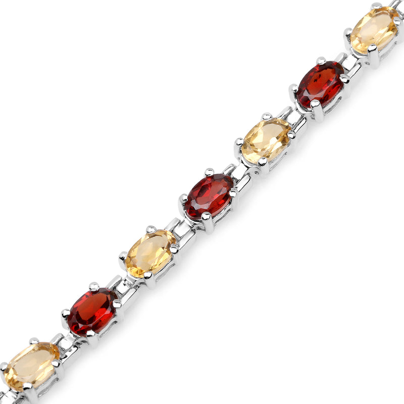 5.96 Carat Genuine Citrine and Garnet .925 Sterling Silver Bracelet