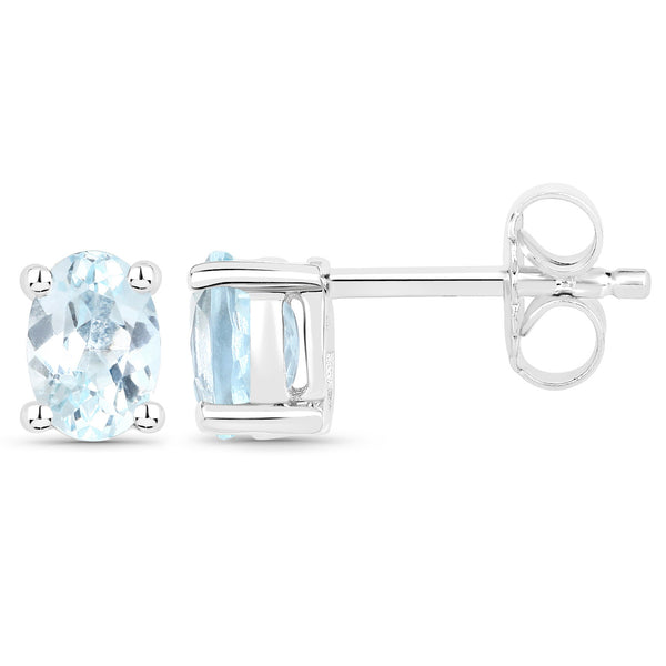 1.46 Carat Genuine Blue Topaz .925 Sterling Silver Earrings