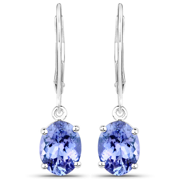 2.80 Carat Genuine Tanzanite 14K White Gold Earrings