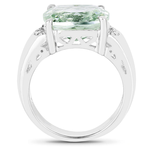 5.57 Carat Genuine Green Amethyst & White Topaz Brass Ring