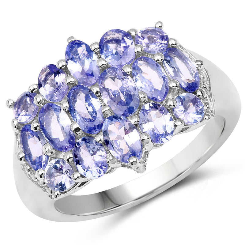 3.08 Carat Genuine Tanzanite .925 Sterling Silver Ring