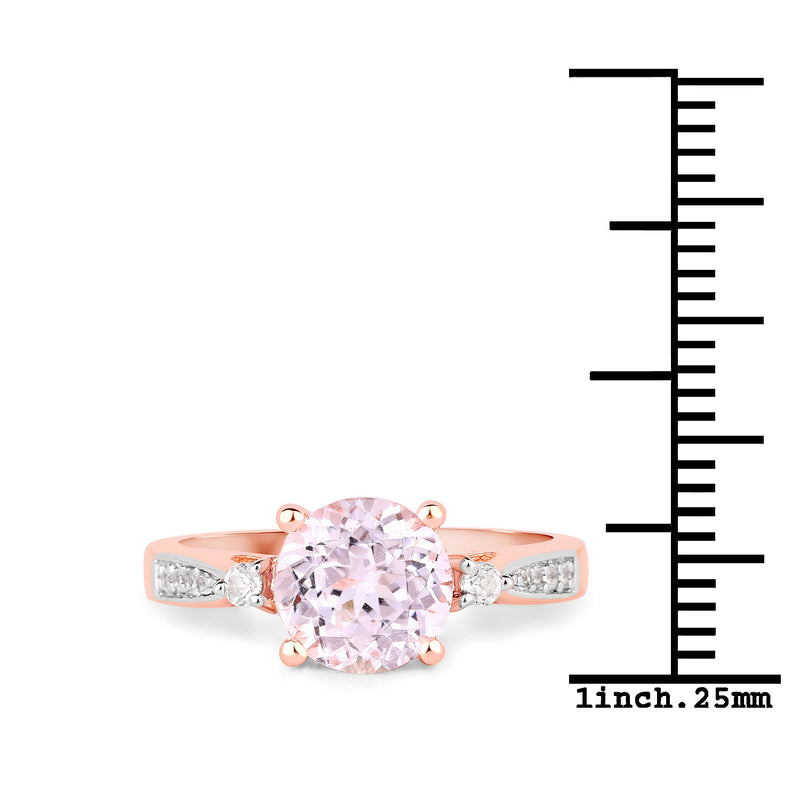 2.73 Carat Genuine Kunzite and White Topaz .925 Sterling Silver Ring
