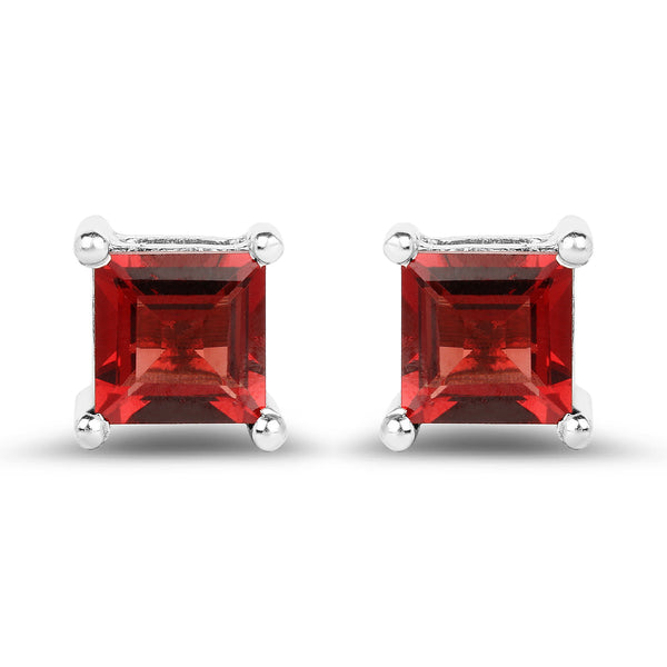 2.64 Carat Genuine Garnet .925 Sterling Silver Earrings