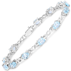 6.12 Carat Genuine Blue Topaz .925 Sterling Silver Bracelet