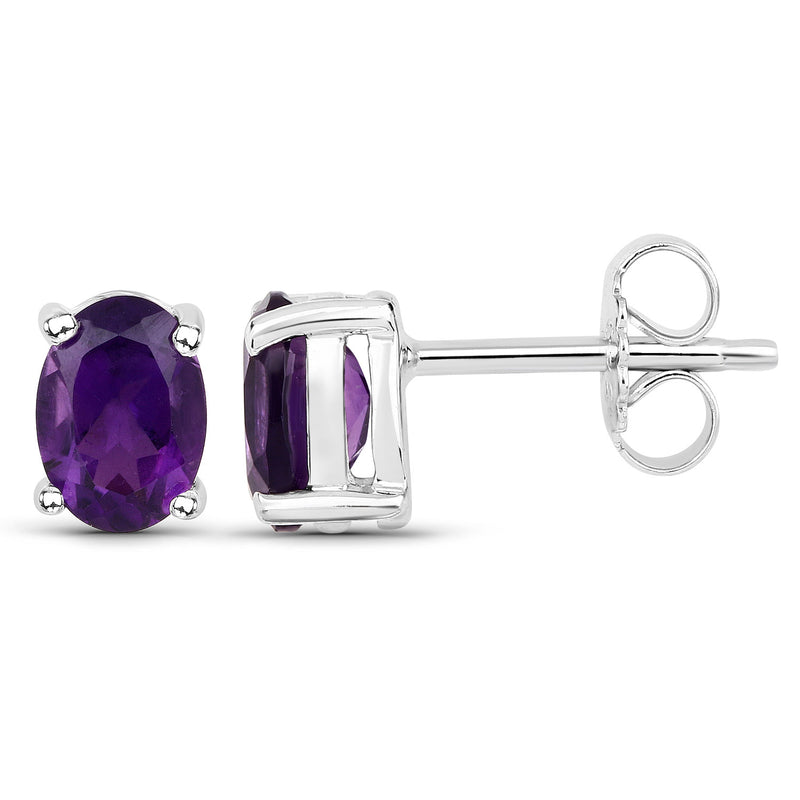 1.60 Carat Genuine Amethyst .925 Sterling Silver Earrings