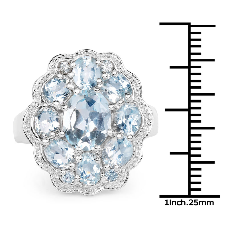 6.64 Carat Genuine Blue Topaz .925 Sterling Silver Ring