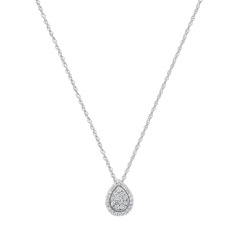 .925 Sterling Silver 3/8 cttw Lab Grown Diamond Drop Pendant Necklace (F-G Color, VS2-SI1 Clarity)