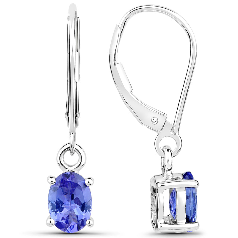 1.50 Carat Genuine Tanzanite 14K White Gold Earrings