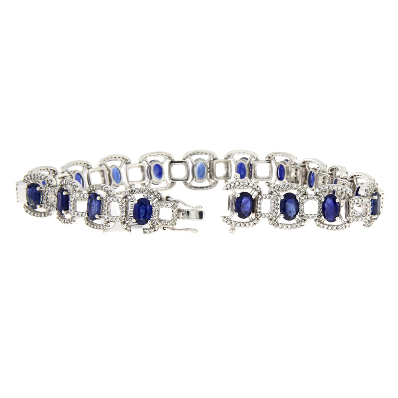 Sapphire Diamond Tennis Bracelet 14KT White Gold