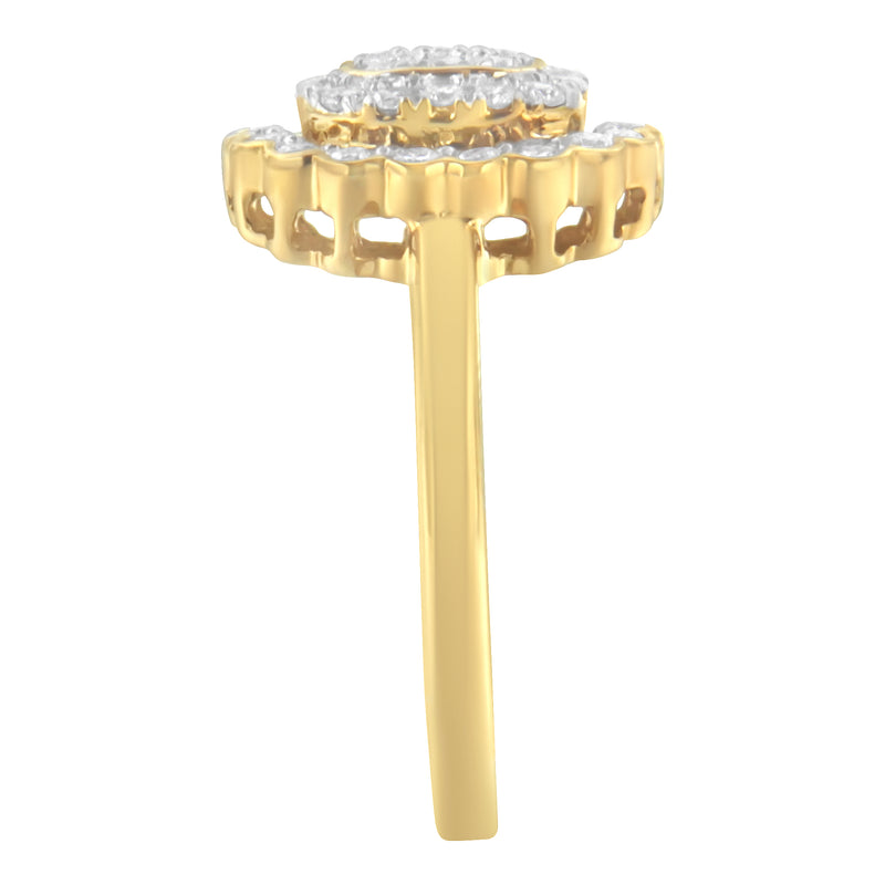 10K Yellow Gold Plated .925 Sterling Silver Diamond Cocktail Ring (3/4 Cttw, J-K Color, I2-I3 Clarity) - Size 7