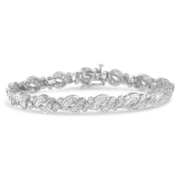 14K White Gold 2 1/2ct TDW Diamond Twisted Tennis Bracelet(H-II1-I2)