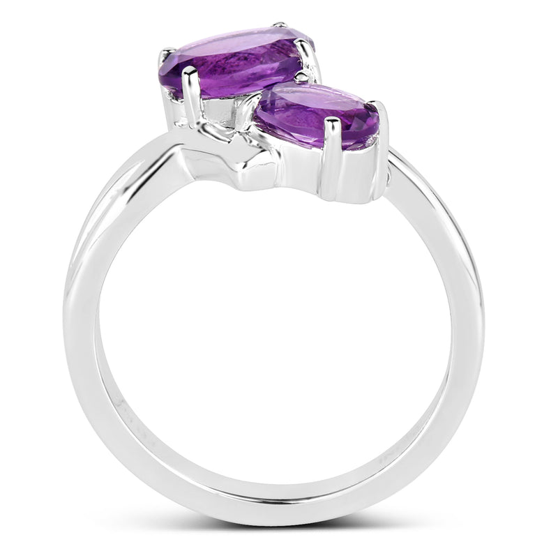 1.95 Carat Genuine  Amethyst .925 Sterling Silver Ring