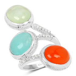 9.50 Carat Genuine Multi Stone .925 Sterling Silver Ring