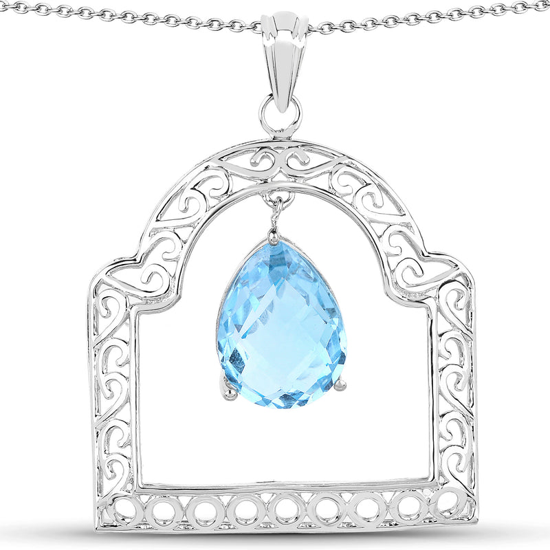 10.50 Carat Genuine Swiss Blue Topaz .925 Sterling Silver Pendant