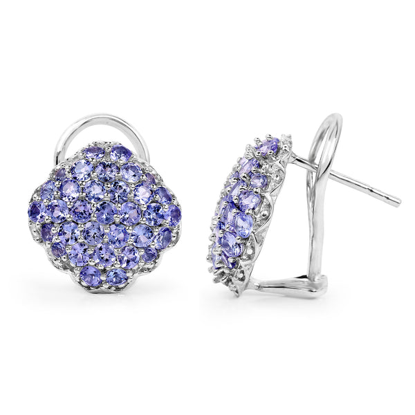 3.14 Carat Genuine Tanzanite .925 Sterling Silver Earrings