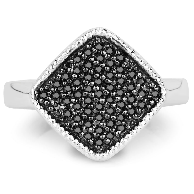 0.24 Carat Genuine Black Diamond .925 Sterling Silver Ring