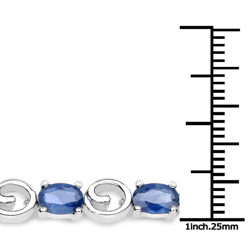 7.68 Carat Genuine Blue Sapphire .925 Sterling Silver Bracelet