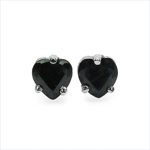 1.00 Carat Genuine Black Sapphire .925 Sterling Silver Earrings