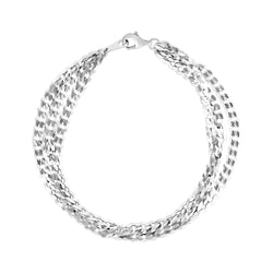 Sterling Silver Three Strand Polished Link Bracelet