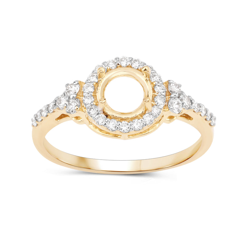 0.34 Carat Genuine White Diamond 14K Yellow Gold Ring (I-J Color, SI Clarity)