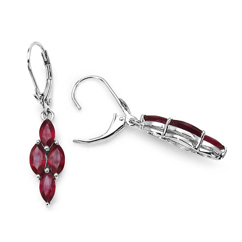 3.20 Carat Genuine Glass Filled Ruby .925 Sterling Silver Earrings