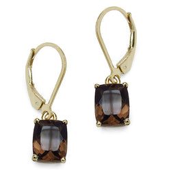 14K Yellow Gold Plated 3.92 Carat Genuine Smoky Topaz Sterling Silver Earrings