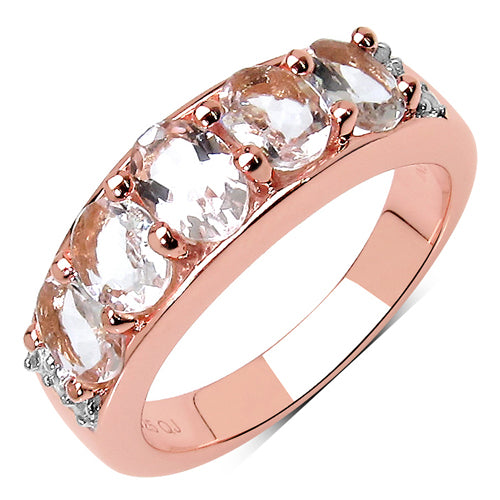 14K Rose Gold Plated 1.89 Carat Genuine Morganite .925 Sterling Silver Ring