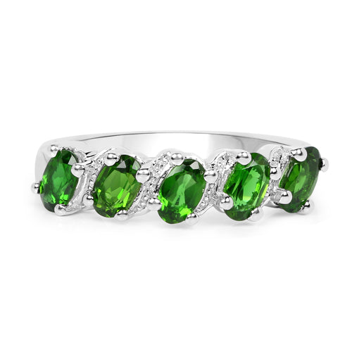 1.10 Carat Genuine Chrome Diopside .925 Sterling Silver Ring