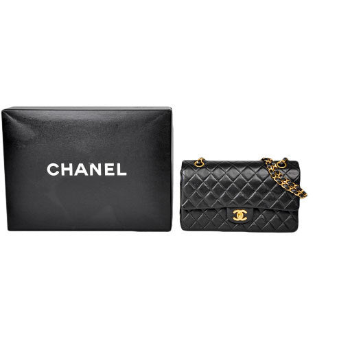 Chanel CHANEL Matrasse 25 Double Flap W Chain Coco Mark Shoulder Bag Black Lambskin A01112