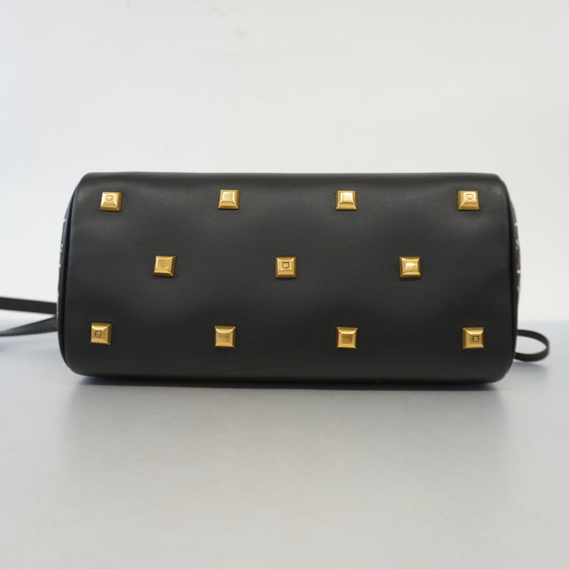 Auth Salvatore Ferragamo Gancini 2WAY Bag Womens LeatherCanvas HandbagShoulde