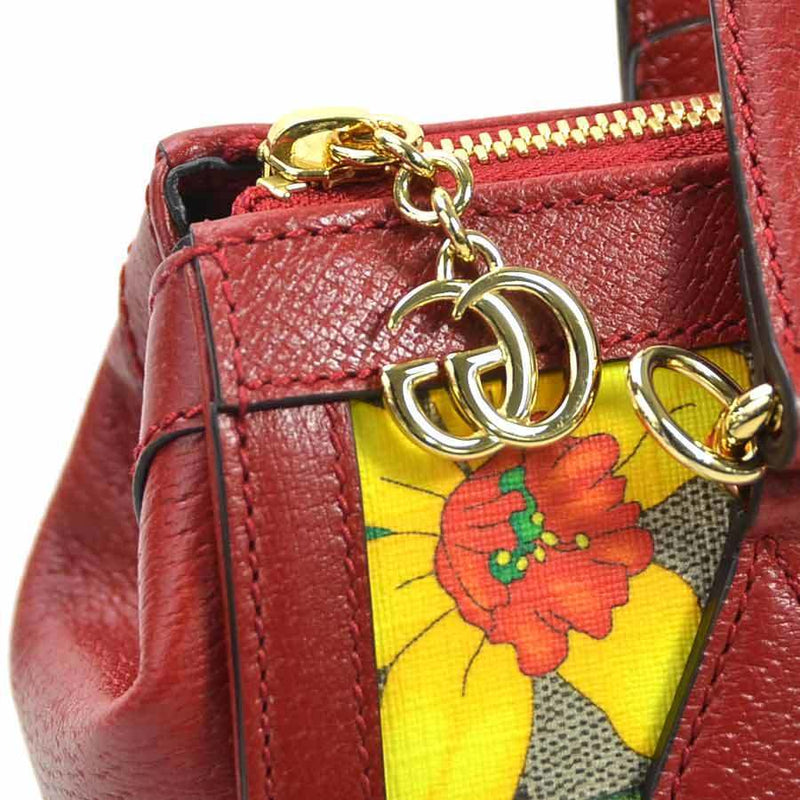 Gucci Handbag Shoulder Bag 2Way Offdia GG Flora Small Tote Red Multicolor Supreme Canvas Leather Ladies 547551