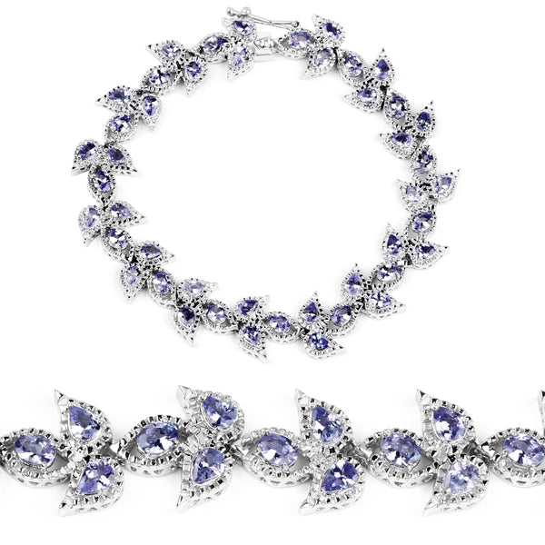 6.75 Carat Genuine Tanzanite .925 Sterling Silver Bracelet