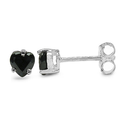 1.00 Carat Genuine Black Sapphire .925 Sterling Silver Earrings