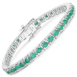 5.60 Carat Genuine Emerald .925 Sterling Silver Bracelet