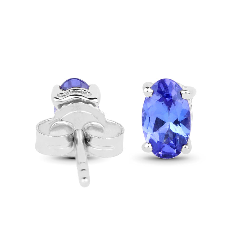 0.48 Carat Genuine Tanzanite 14K White Gold Earrings