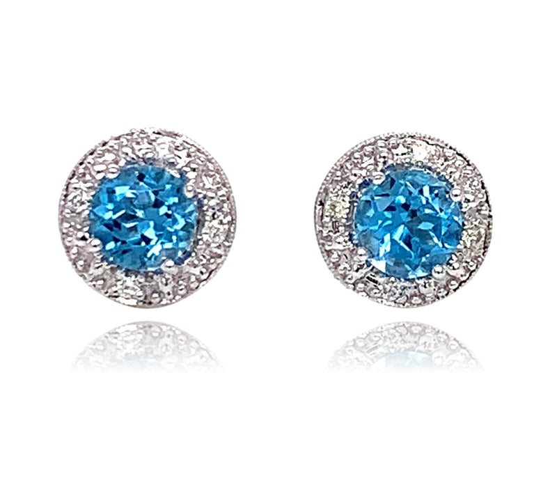 10KW BLUE TOPAZ AND DIAMOND EARRING