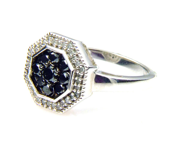 .75ct Diamond Black Diamond Ring 10KT White Gold