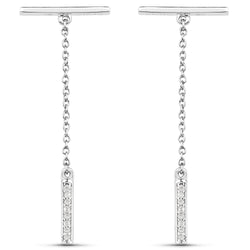 0.09 Carat Genuine White Diamond .925 Sterling Silver Earrings