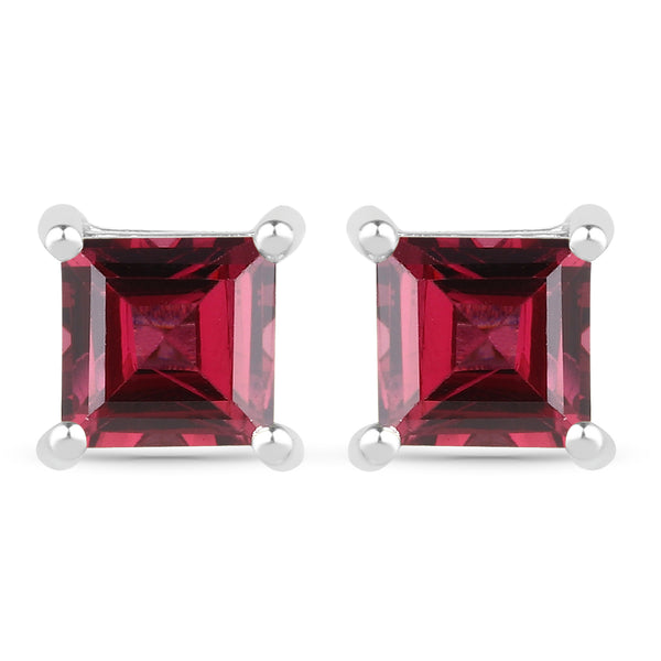 1.77 Carat Genuine Rhodolite .925 Sterling Silver Earrings