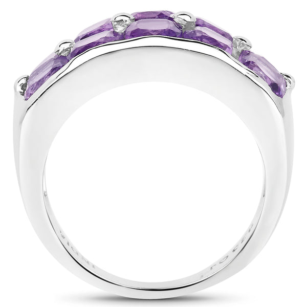 4.20 Carat Genuine  Amethyst .925 Sterling Silver Ring
