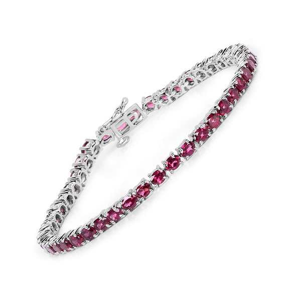 9.87 Carat Genuine Rhodolite .925 Sterling Silver Bracelet