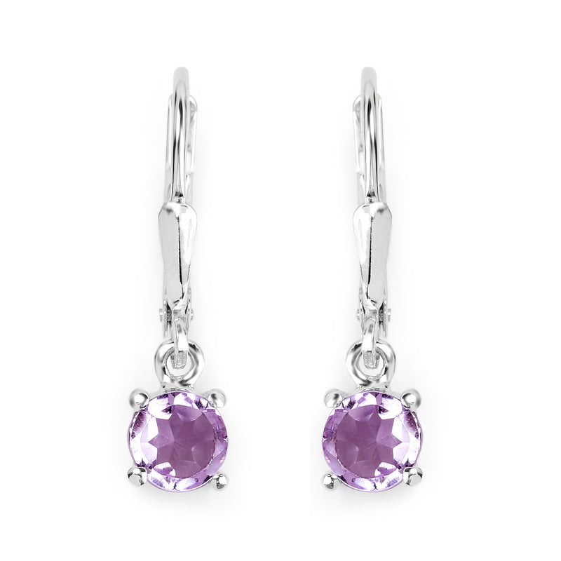 1.00 Carat Genuine Pink Amethyst .925 Sterling Silver Earrings