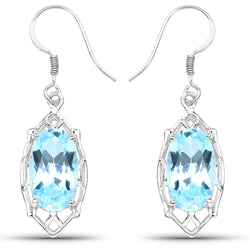 13.68 Carat Genuine Blue Topaz .925 Sterling Silver Earrings